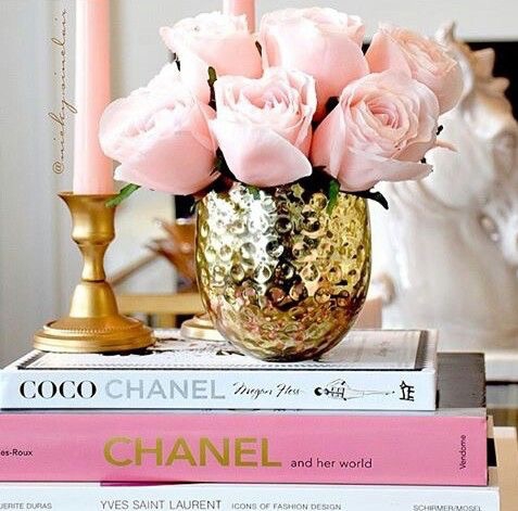 chanel book decor set of 3 pink